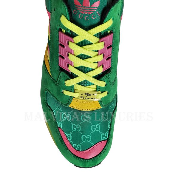 GUCCI MENS SNEAKERS X ADIDAS ZX 8000 TORSION GREEN GG CANVAS SHOES 11 11.5 US - Picture 13 of 15